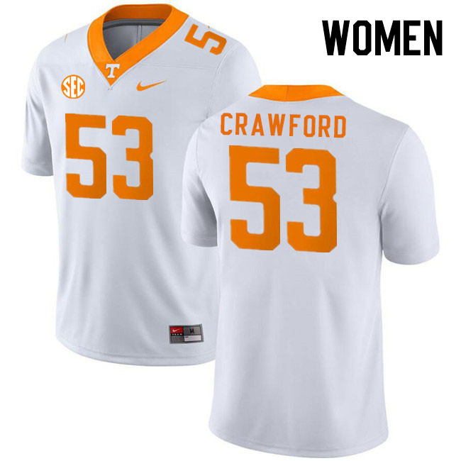 Women #53 Jeremiah Crawford Tennessee Volunteers College Football Jerseys Stitched Sale-White